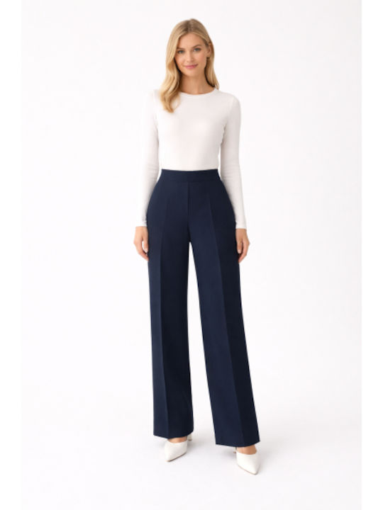 Women's Fabric Trousers in Regular Fit Dark Blue SB-41047-26TR-BLUES