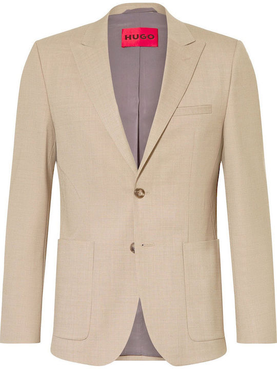 Hugo Summer Men’s Suit Jacket with Slim Fit Beige