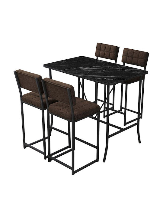 Bar Table with 4 Stools 110x70cm