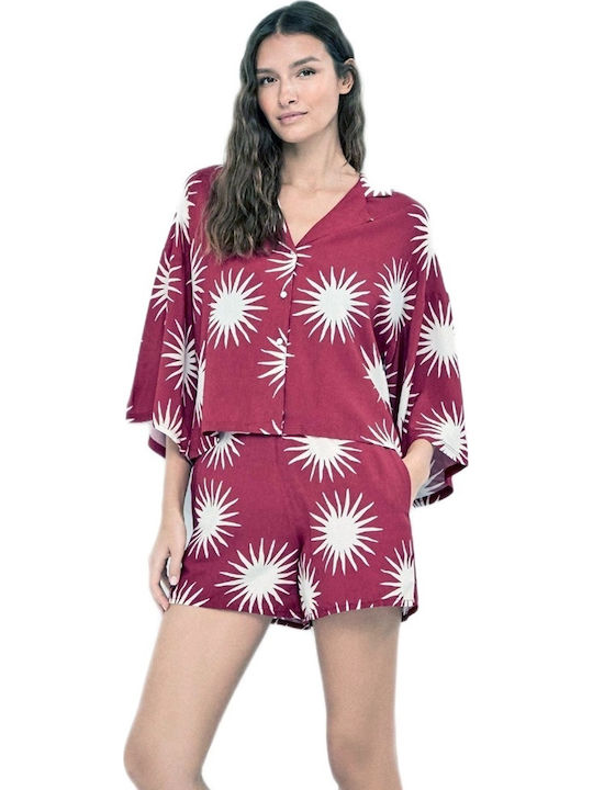 Gisela Summer Women's Pyjamas Set Burgundy