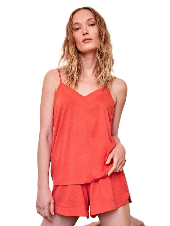 Gisela Summer Women's Cotton Pajama Set Orange