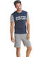 Enrico Coveri Sommer Herrenpyjama Bluse Marineblau