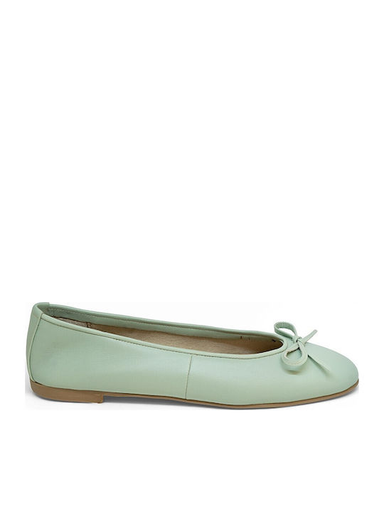 Bigshoes Damen Ballerinas Aus Leder In Grün Farbe