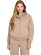 Women's Sweatshirt Cardigan Beige