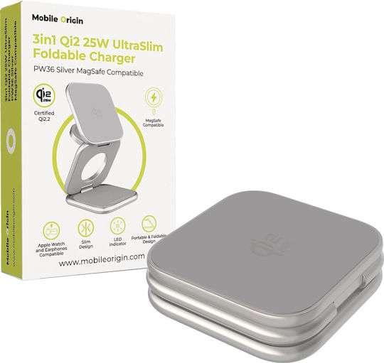 Mobile Origin Φορτιστής Magsafe 25W Ασημί (MO-USF-PW36-SLV)