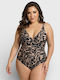 One Piece Swimsuit with Removable Padding For Large Bust Black