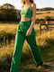 Women's Fabric Trousers with Rubber Band Green