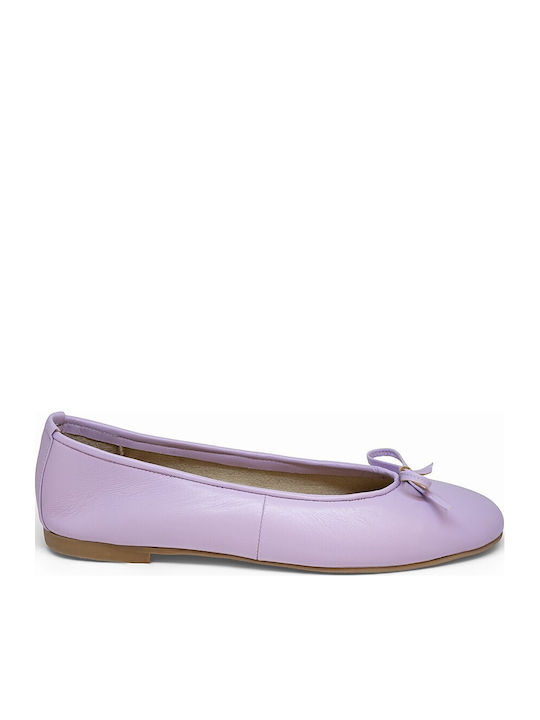 Damen Ballerinas aus Leder in Lila Farbe