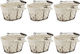 Set 6 Oval Bread Serving Baskets Raki 24.5x20x14cm Handle Made Metal Fabric