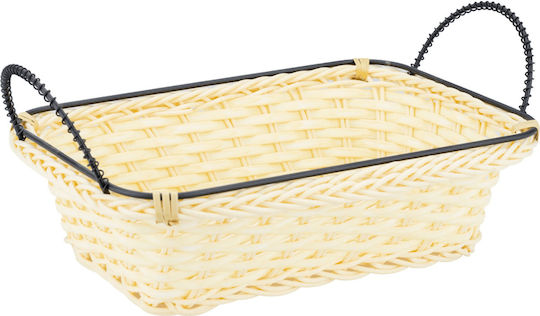 Rechteckiger Brotkorb zum Servieren Raki 23x15x7cm Griffe Creme