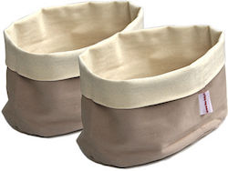 Set 2 Oval Textile Bread Baskets Ilsa 25x15xh17cm Beige 100% Cotton Set 2 Oval Textile Bread Baskets Ilsa 25x15xh17cm Beige 100% Cotton