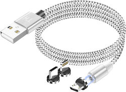 Avizar Cablu 3-in-1 Magnetic Usb-c Lightning Micro-usb La Usb-a 1m Argintiu Avizar Cablu 3-in-1 Magnetic Usb-c Lightning Micro-usb La Usb-a 1m Argintiu
