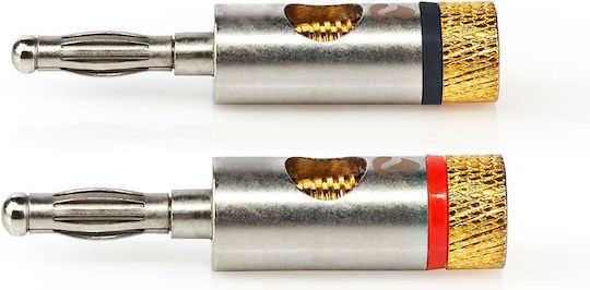Set 2 Professional Male Banana Connectors Aluminum Metal Profigold Nedis Catb26900gd