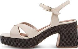 Tamaris Leather Sandals Beige