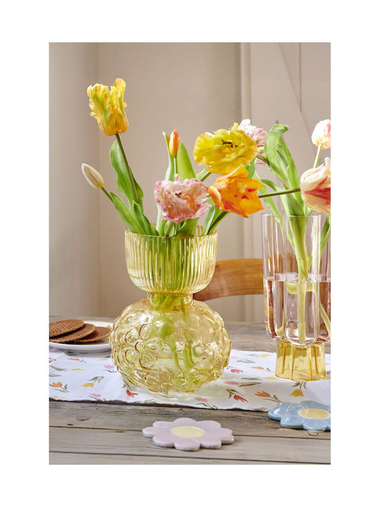 Kaemingk Dekorative Vase Glas Gelbe 18x18xH23cm