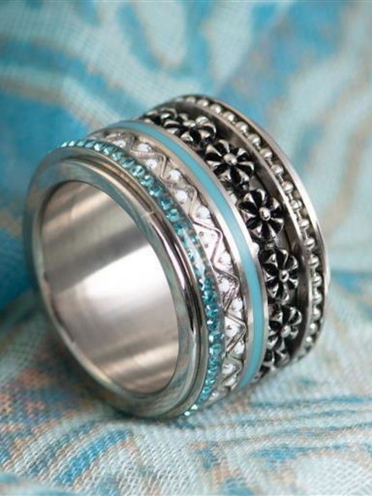 iXXXi Damentlicher Ring mit Zirkon aus Stahl