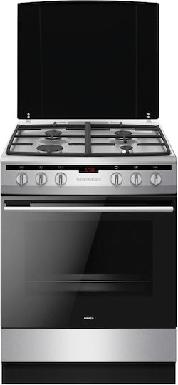 Amica Печка 65л с Газови Плотове Ш60см Inox