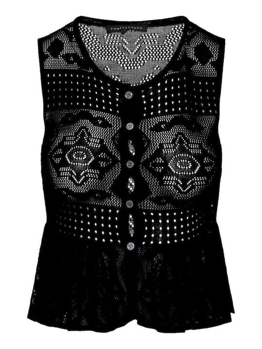 Funky Buddha Women's Sleeveless Black Blouse