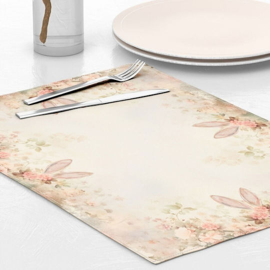 Plate Mat 35x45cm Set 4 Pieces Made Cotton Pastel Floral Elon Bunny