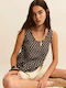 Women's Satin Sleeveless Blouse Dark Brown