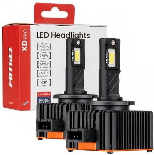 AMiO Крушки за Автомобил и Мотоциклет D3S Canbus LED 6500K Хладно Бяло 12V 2 Броя