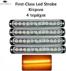 Spywolf First-class Led Strobe Φαναράκι Όγκου Κίτρινο 12led 12/24v 6000lm 4 Τεμάχια Tc-326
