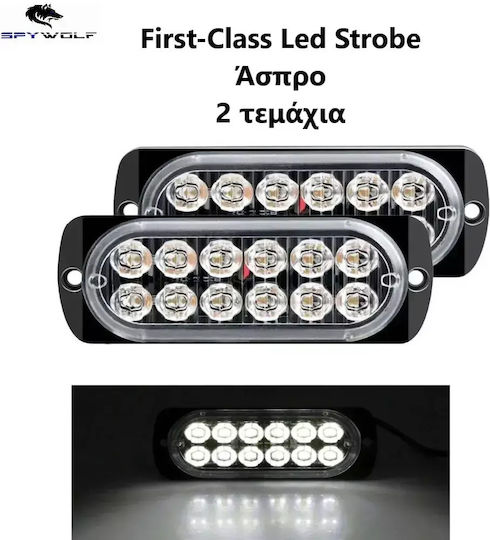 Primă Clasă Led Stroboscop Lumini De Volum Alb 12led 12/24v 6000lm 2 Bucăți Tc-354