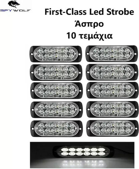 Primă Clas Led Stroboscop Lumini De Volum Alb 12led 12/24v 6000lm 10 Bucăți Tc-358