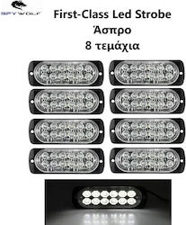 First-class Led Strobe Φαναράκι Όγκου Άσπρο 12led 12/24v 6000lm 8 Τεμάχια Tc-357
