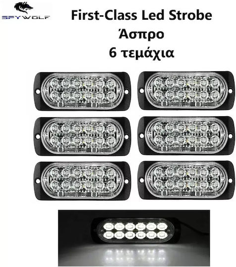 Primă Clasă Led Stroboscop Lumini De Volum Alb 12led 12/24v 6000lm 6 Bucăți Tc-356
