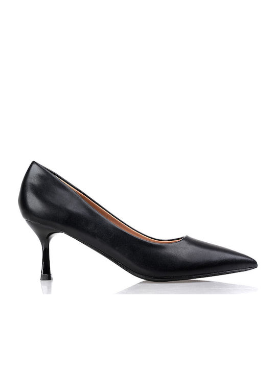 Pointed Toe Heels with Thin Mid Heel Black