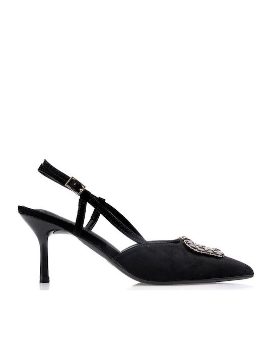 Suede Pointed Toe Heels Black