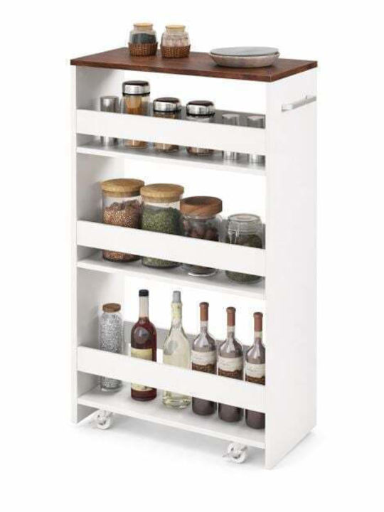 Costway Metallic Kitchen Trolley 3 Tiers White 47.5x13x80.5cm