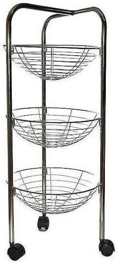 Karvounis Karvounis Metallisches Küchenwagen Mit 3 Ebenen Schwarz 30x30x77cm