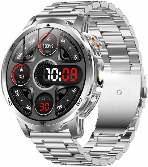 Microwear AK95 Smartwatch with Heart Rate Monitor Silver Steel