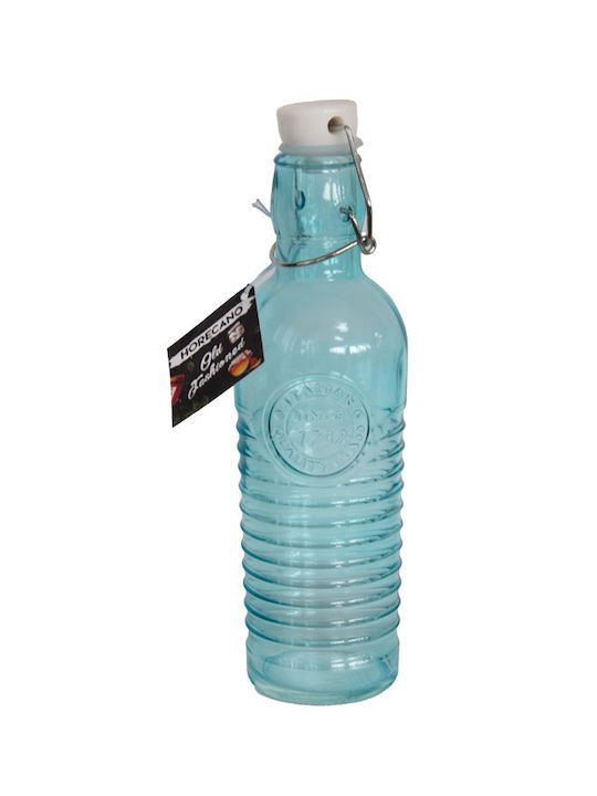 Raki Glas Wasser Flasche mit Clip Blau 1000ml