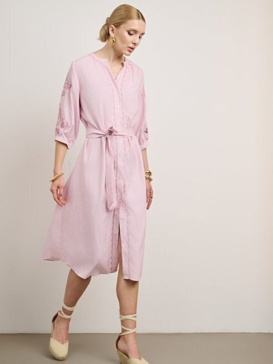 Desiree Seam Dress with 3/4 Sleeve Pink | Skroutz.mt