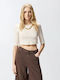 Women's Summer Cotton Blouse with 3/4 Sleeve Ecru