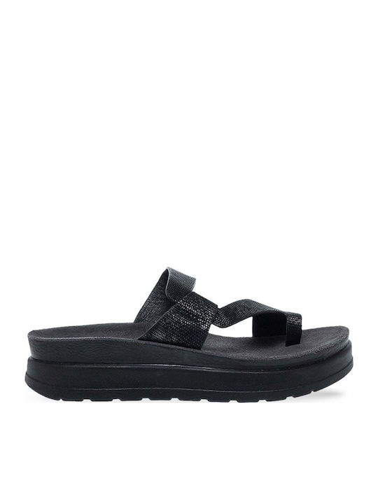 Γυναικεία Ανατομικά Σανδάλια Flatforms Μαύρα