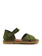 Deri Frauen Flache Sandalen Grün
