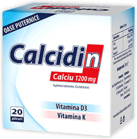 Zdrovit Calcidin Calciu 1200mg Potrivit pentru Copii cu Vitamina D3 20 Plicuri