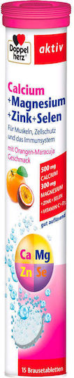 Doppelherz Calcium + Magnesium + Zinc + Selenium 200ml 15 αναβράζοντα δισκία Λεμόνι