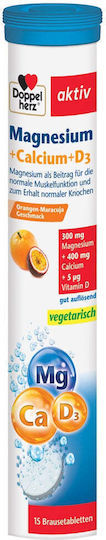 Doppelherz Magnesium + Calcium + D3 300mg 15 Effervescent Tablets