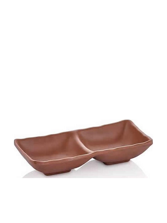Raki Suport Dublu Pentru Orderviere 2 Sloturi Din Porțelan Maro L17.5xL17.5xÎ17.5cm