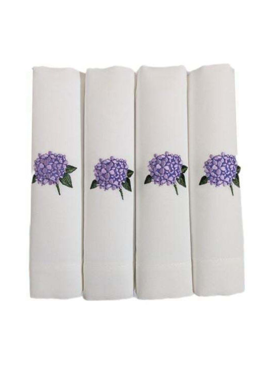 Nakas Concept Dining Napkin Linen Set 4 Pieces Orchid White 50x50cm