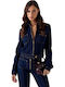 Langes Damen Jean Jacke Blau