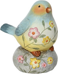 Ceramic Bird Stone Embossed Flowers 10.8x7x12cm Monochrome Kaeming