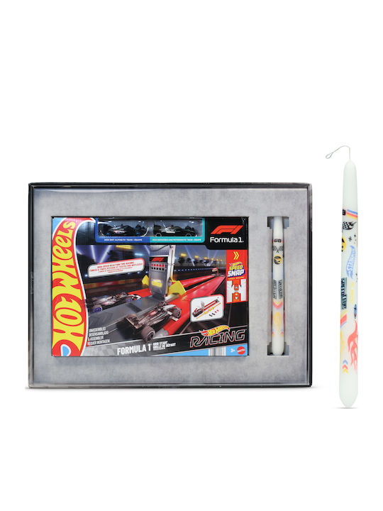 Racing Formula 1 Grid Start Track Set & 2 Die-Cast F1 Cars, 1:64 Hot Wheels