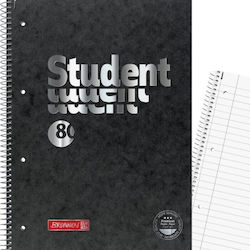 Brunnen Spiral Ruled Notebook A4 160 Paper Sheets Black