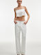 High Rise Women's Jean Pants in Straight Leg White